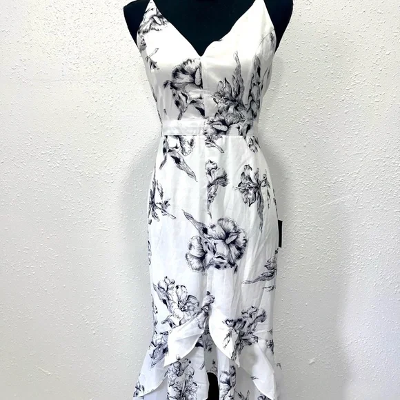 Lulu's White Floral High-Low Ruffled Slip Dress - Picture 5 of 9